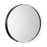 Adrianna 24.4" Black Metal Round Mirror from Mercana - Luna Furniture