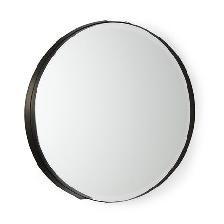 Adrianna 24.4" Black Metal Round Mirror from Mercana - Luna Furniture
