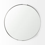 Adrianna 24.4" Black Metal Round Mirror from Mercana - Luna Furniture