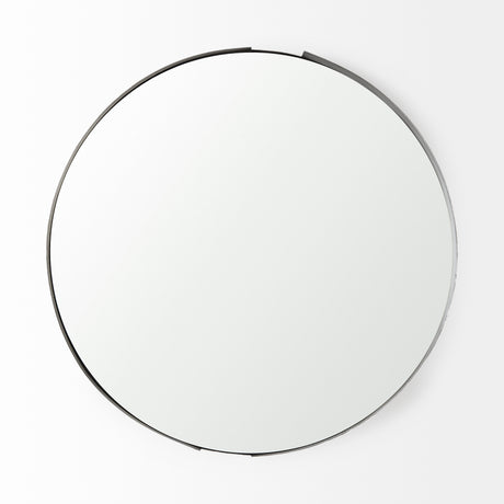 Adrianna 24.4" Black Metal Round Mirror from Mercana - Luna Furniture