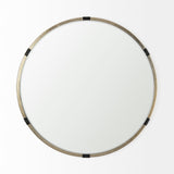 Melissa 28.5" Medium Round Gold Metal Wall Mirror from Mercana - Luna Furniture