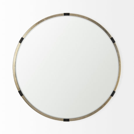 Melissa 28.5" Medium Round Gold Metal Wall Mirror from Mercana - Luna Furniture