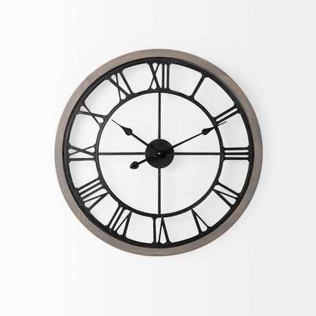 Mething Gray 25" Medium Farmhouse Wall Clock from Mercana - Luna Furniture