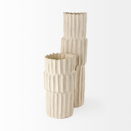 Cardon 14.4H Cream Ceramic Vase from Mercana - Luna Furniture