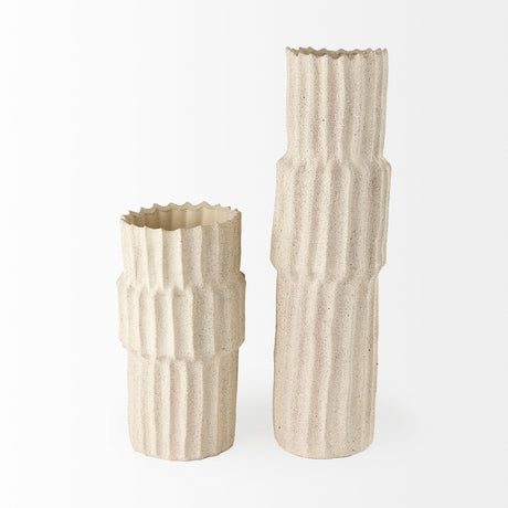 Cardon 23.0H Cream Ceramic Vase from Mercana - Luna Furniture