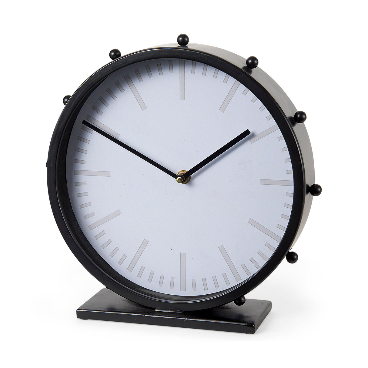 Marian 11.0L x 3.1W x 11.0H Black Studded Round Table Clock from Mercana - Luna Furniture