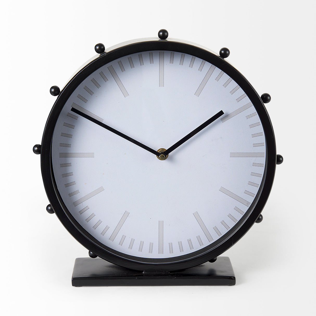 Marian 11.0L x 3.1W x 11.0H Black Studded Round Table Clock from Mercana - Luna Furniture