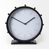 Marian 11.0L x 3.1W x 11.0H Black Studded Round Table Clock from Mercana - Luna Furniture
