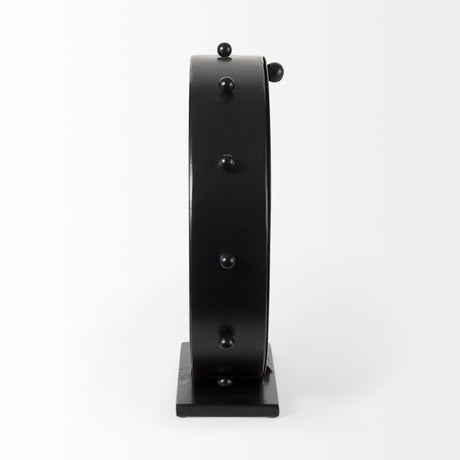 Marian 11.0L x 3.1W x 11.0H Black Studded Round Table Clock from Mercana - Luna Furniture
