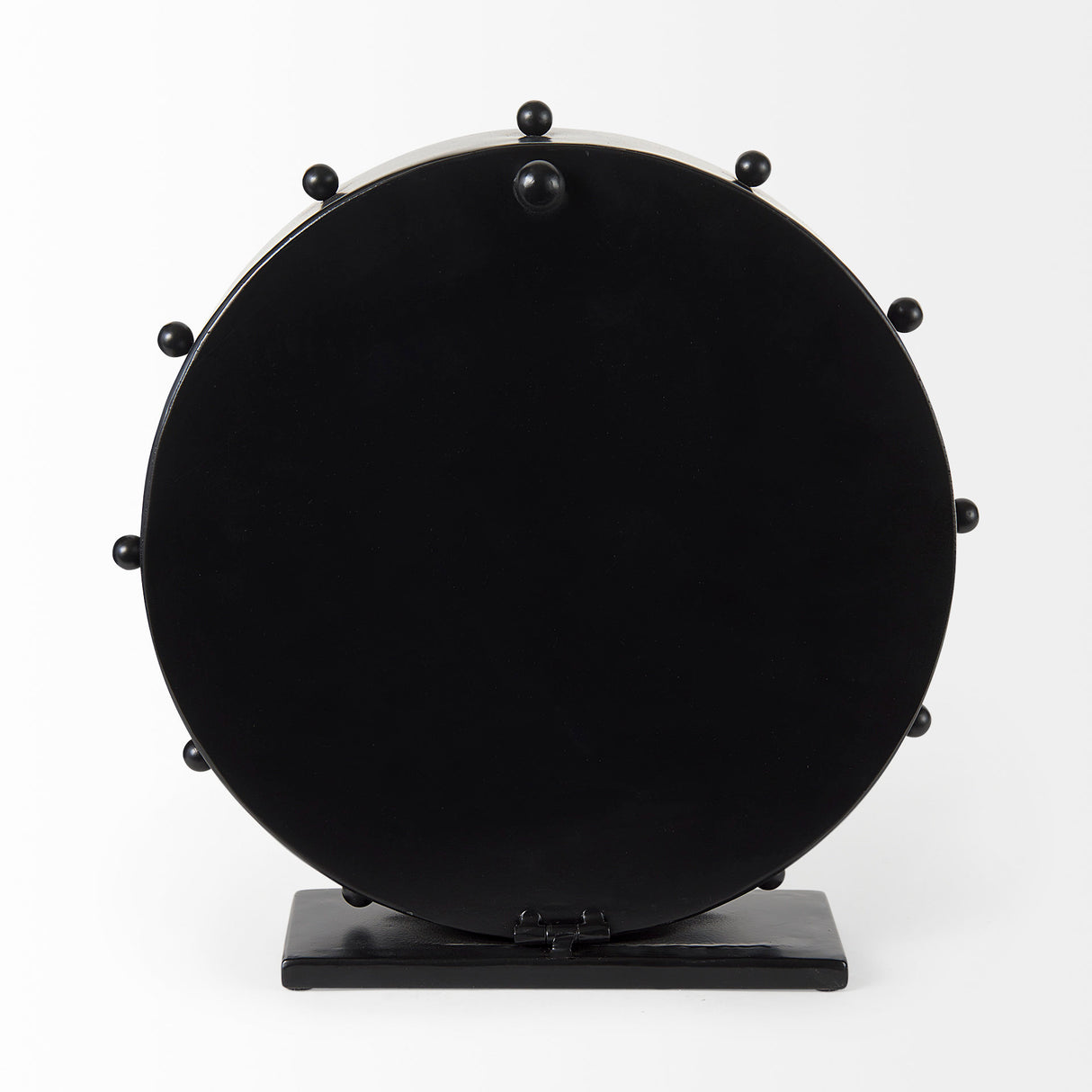 Marian 11.0L x 3.1W x 11.0H Black Studded Round Table Clock from Mercana - Luna Furniture