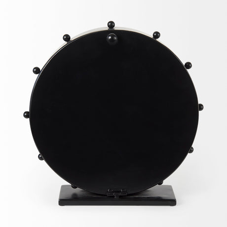 Marian 11.0L x 3.1W x 11.0H Black Studded Round Table Clock from Mercana - Luna Furniture
