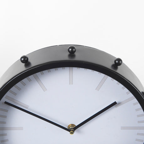 Marian 11.0L x 3.1W x 11.0H Black Studded Round Table Clock from Mercana - Luna Furniture