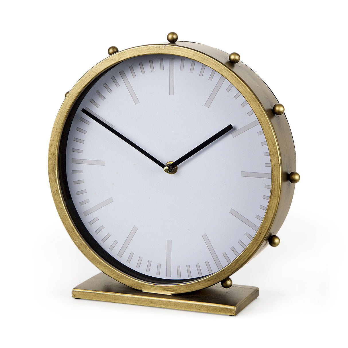 Marian 11.0L x 3.1W x 11.0H Gold Metal W/Studs Round Table Clock from Mercana - Luna Furniture