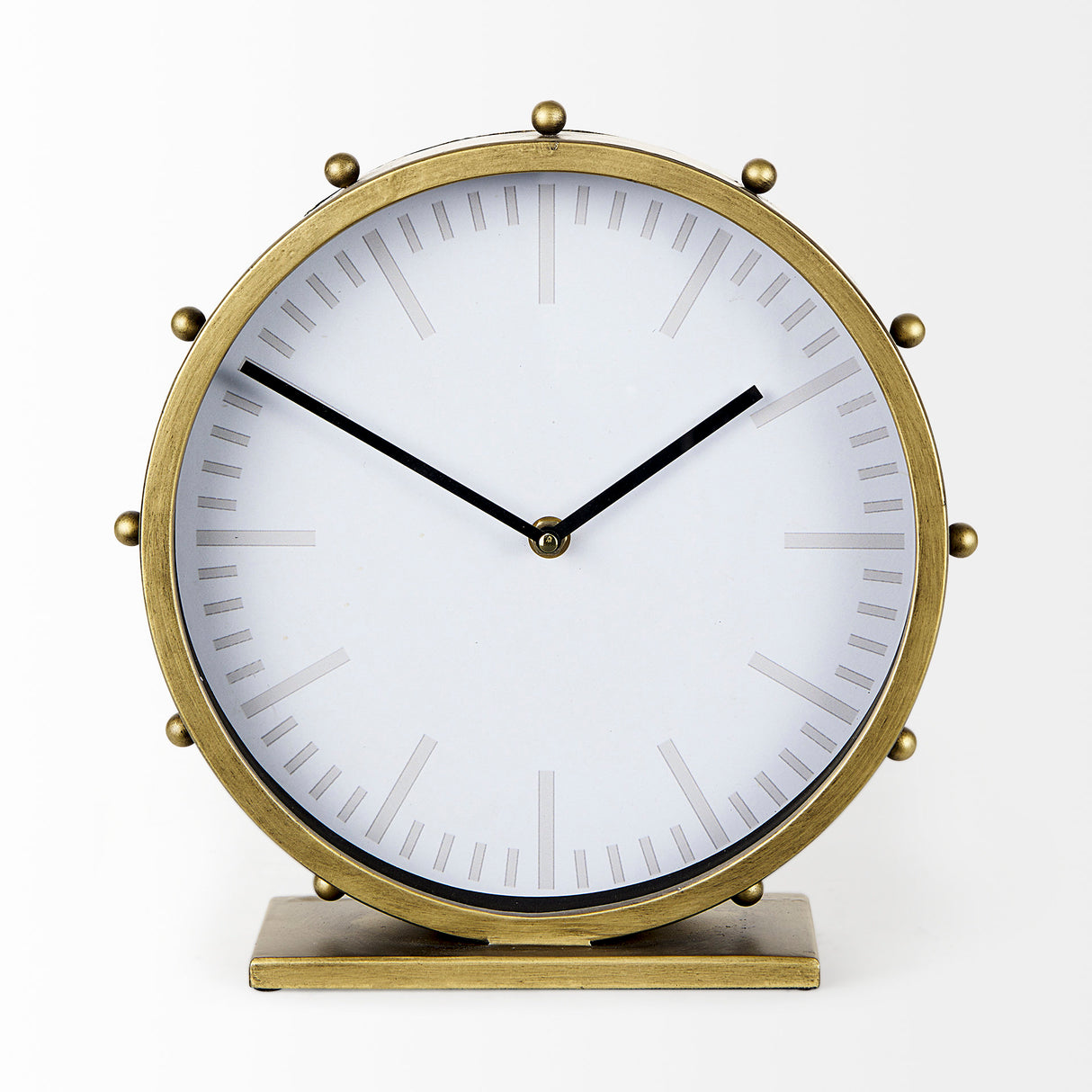 Marian 11.0L x 3.1W x 11.0H Gold Metal W/Studs Round Table Clock from Mercana - Luna Furniture
