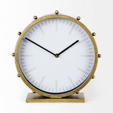Marian 11.0L x 3.1W x 11.0H Gold Metal W/Studs Round Table Clock from Mercana - Luna Furniture