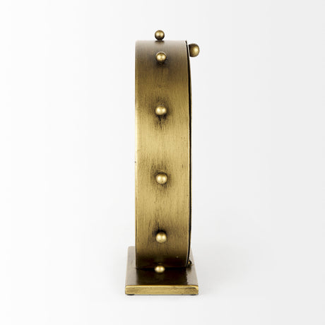 Marian 11.0L x 3.1W x 11.0H Gold Metal W/Studs Round Table Clock from Mercana - Luna Furniture