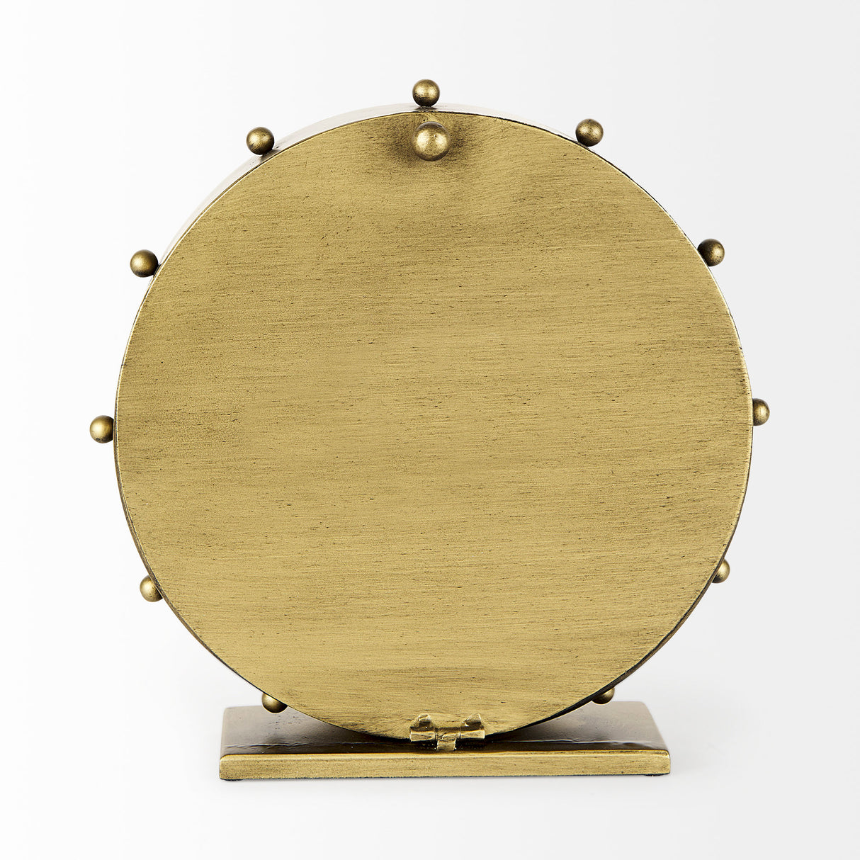 Marian 11.0L x 3.1W x 11.0H Gold Metal W/Studs Round Table Clock from Mercana - Luna Furniture