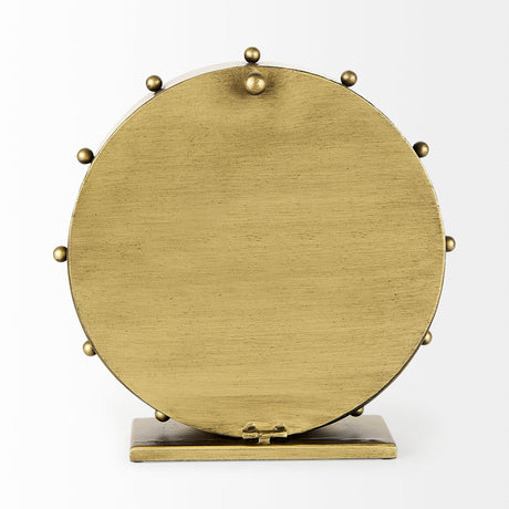 Marian 11.0L x 3.1W x 11.0H Gold Metal W/Studs Round Table Clock from Mercana - Luna Furniture