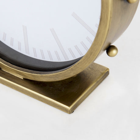 Marian 11.0L x 3.1W x 11.0H Gold Metal W/Studs Round Table Clock from Mercana - Luna Furniture