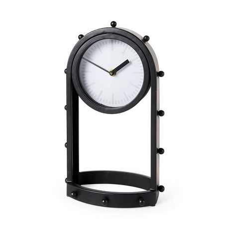Marian 7.5L x 5.7W x 13.0H Black Studded Table Clock from Mercana - Luna Furniture