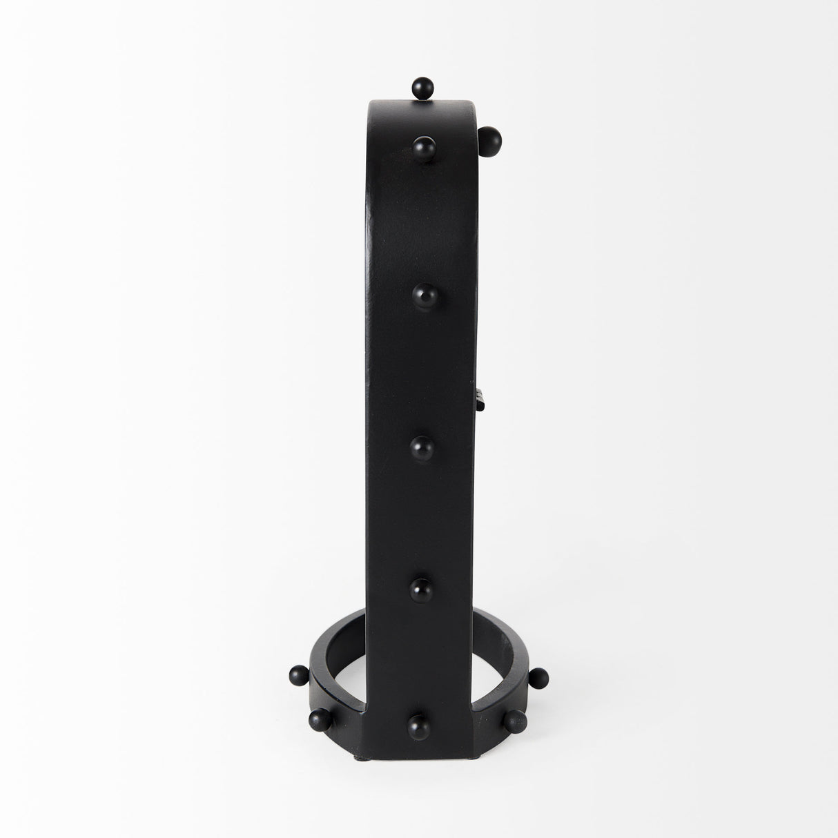 Marian 7.5L x 5.7W x 13.0H Black Studded Table Clock from Mercana - Luna Furniture