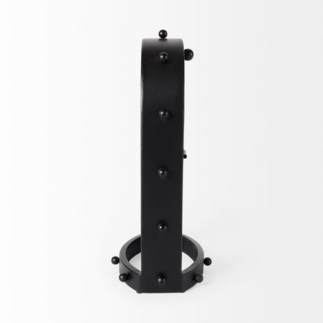 Marian 7.5L x 5.7W x 13.0H Black Studded Table Clock from Mercana - Luna Furniture