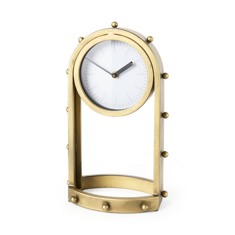 Marian 7.5L x 5.7W x 13.0H Gold Studded Table Clock from Mercana - Luna Furniture