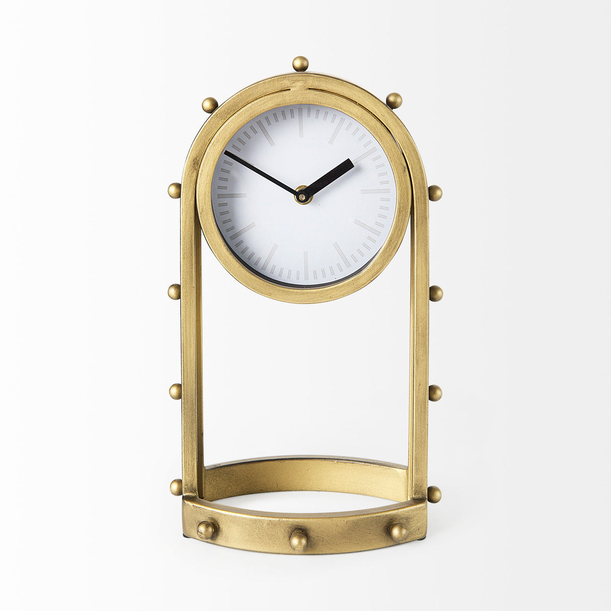 Marian 7.5L x 5.7W x 13.0H Gold Studded Table Clock from Mercana - Luna Furniture