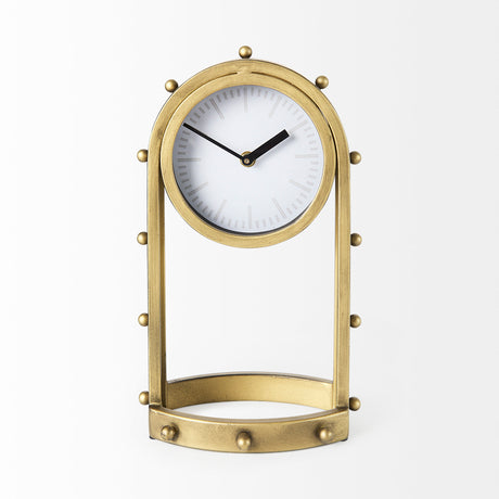 Marian 7.5L x 5.7W x 13.0H Gold Studded Table Clock from Mercana - Luna Furniture