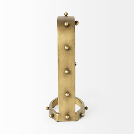 Marian 7.5L x 5.7W x 13.0H Gold Studded Table Clock from Mercana - Luna Furniture