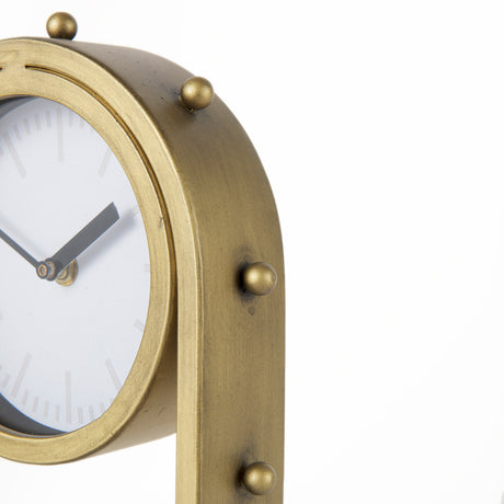 Marian 7.5L x 5.7W x 13.0H Gold Studded Table Clock from Mercana - Luna Furniture