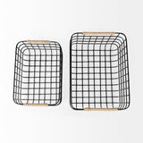 Marius (Set of 2) Matte Black Metal W/ Rope Trim Rectangular Baskets from Mercana - Luna Furniture