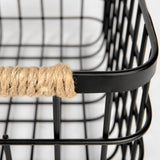 Marius (Set of 2) Matte Black Metal W/ Rope Trim Rectangular Baskets from Mercana - Luna Furniture