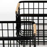 Marius (Set of 2) Matte Black Metal W/ Rope Trim Rectangular Baskets from Mercana - Luna Furniture
