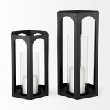 Balley 9.4L x 9.4W x 19.7H Set of Two Matte Black Metal Hexagonal Candle Holder Lanterns from Mercana - Luna Furniture