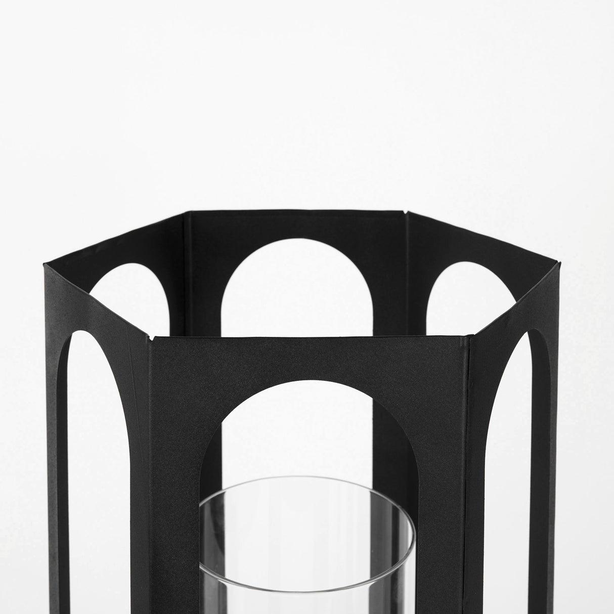 Balley 9.4L x 9.4W x 19.7H Set of Two Matte Black Metal Hexagonal Candle Holder Lanterns from Mercana - Luna Furniture