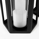 Balley 9.4L x 9.4W x 19.7H Set of Two Matte Black Metal Hexagonal Candle Holder Lanterns from Mercana - Luna Furniture