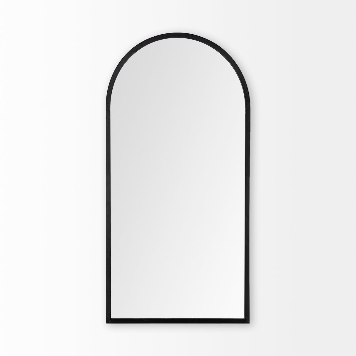 Giovanna 23.6L x 1.2W x 48.8H Black Metal Frame Rounded Arch Vanity Mirror from Mercana - Luna Furniture