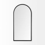 Giovanna 23.6L x 1.2W x 48.8H Black Metal Frame Rounded Arch Vanity Mirror from Mercana - Luna Furniture