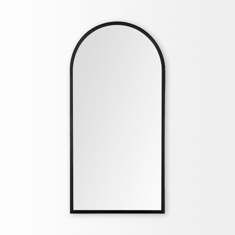 Giovanna 23.6L x 1.2W x 48.8H Black Metal Frame Rounded Arch Vanity Mirror from Mercana - Luna Furniture