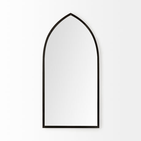 Giovanna 23.6L x 1.2W x 48.8H Black Metal Frame Pointed Arch Vanity Mirror from Mercana - Luna Furniture