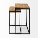 Karissa (Set of 2) 19.3L x 13W x 24.8H Light Brown Wood Top W/Black Metal Base Nesting Accent Tables from Mercana - Luna Furniture