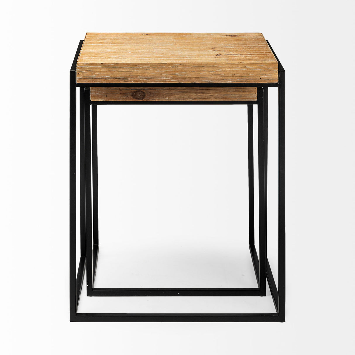 Karissa (Set of 2) 19.3L x 13W x 24.8H Light Brown Wood Top W/Black Metal Base Nesting Accent Tables from Mercana - Luna Furniture