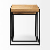 Karissa (Set of 2) 19.3L x 13W x 24.8H Light Brown Wood Top W/Black Metal Base Nesting Accent Tables from Mercana - Luna Furniture