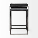 Kasey (Set of 2) 17.7L x 12.6W x 24.4H Galvanized Metal Nesting Accent Tables from Mercana - Luna Furniture
