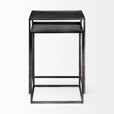 Kasey (Set of 2) 17.7L x 12.6W x 24.4H Galvanized Metal Nesting Accent Tables from Mercana - Luna Furniture