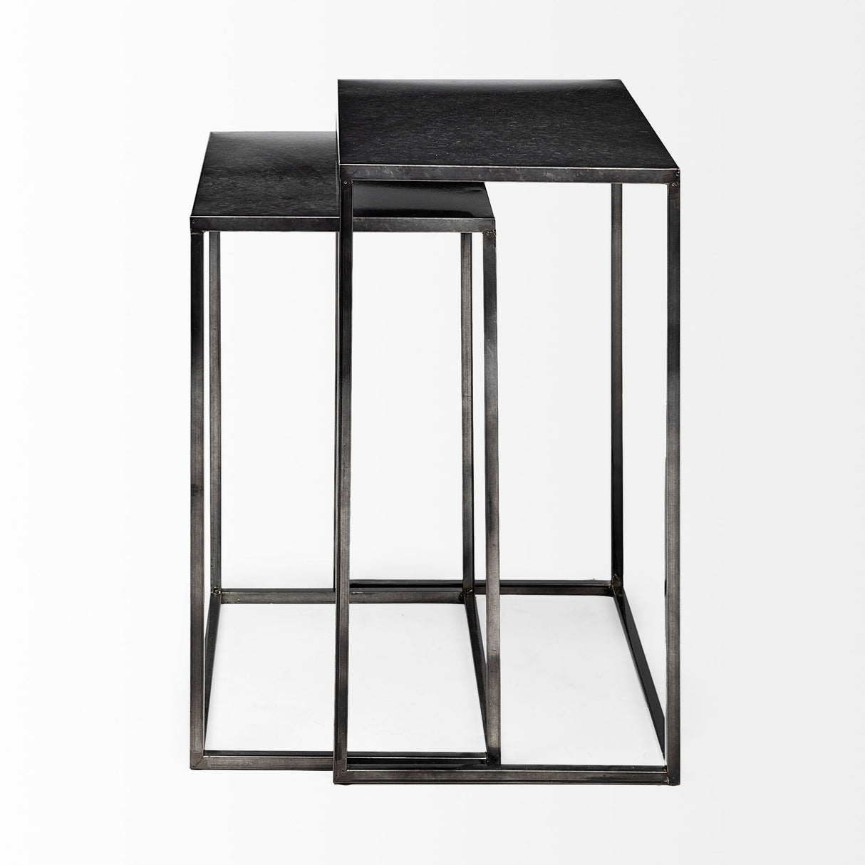 Kasey (Set of 2) 17.7L x 12.6W x 24.4H Galvanized Metal Nesting Accent Tables from Mercana - Luna Furniture