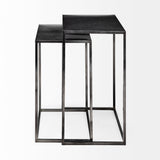 Kasey (Set of 2) 17.7L x 12.6W x 24.4H Galvanized Metal Nesting Accent Tables from Mercana - Luna Furniture