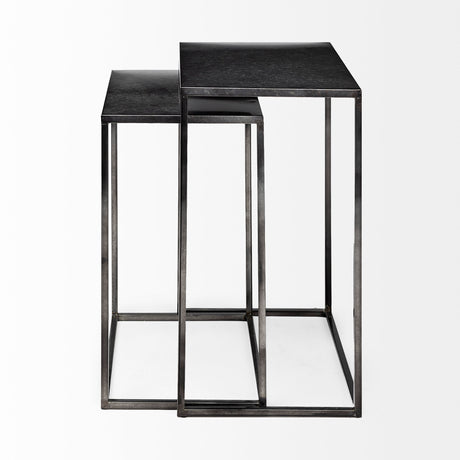 Kasey (Set of 2) 17.7L x 12.6W x 24.4H Galvanized Metal Nesting Accent Tables from Mercana - Luna Furniture