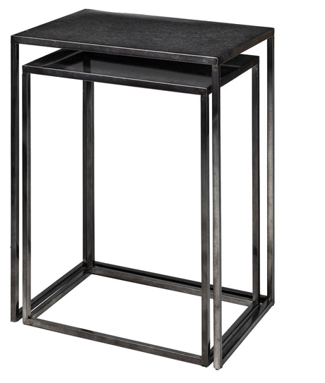Kasey (Set of 2) 17.7L x 12.6W x 24.4H Galvanized Metal Nesting Accent Tables from Mercana - Luna Furniture